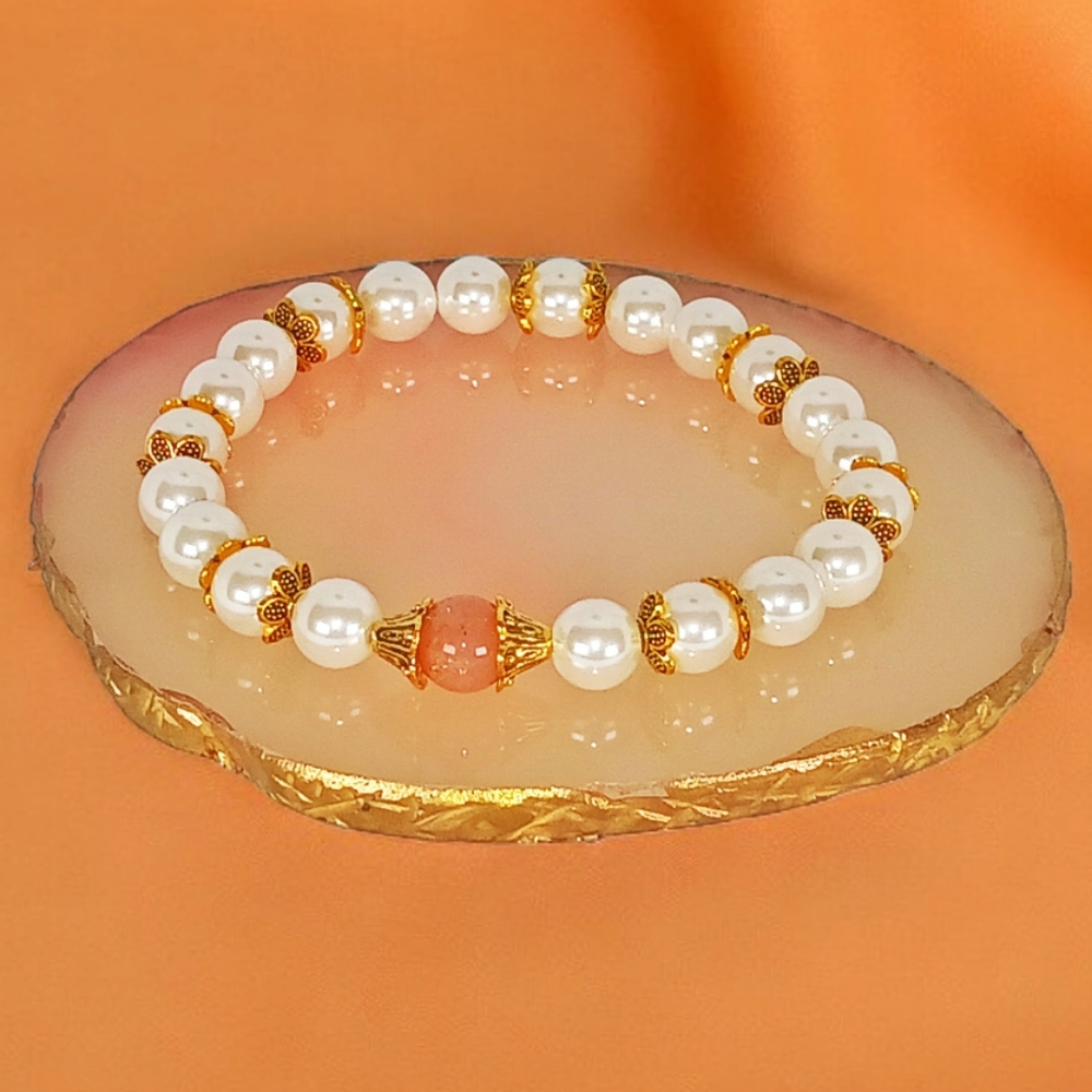 Mother of Pearl Sunstone Bracelet Cottagecore Mermaidcore  Westerncore Coastal
